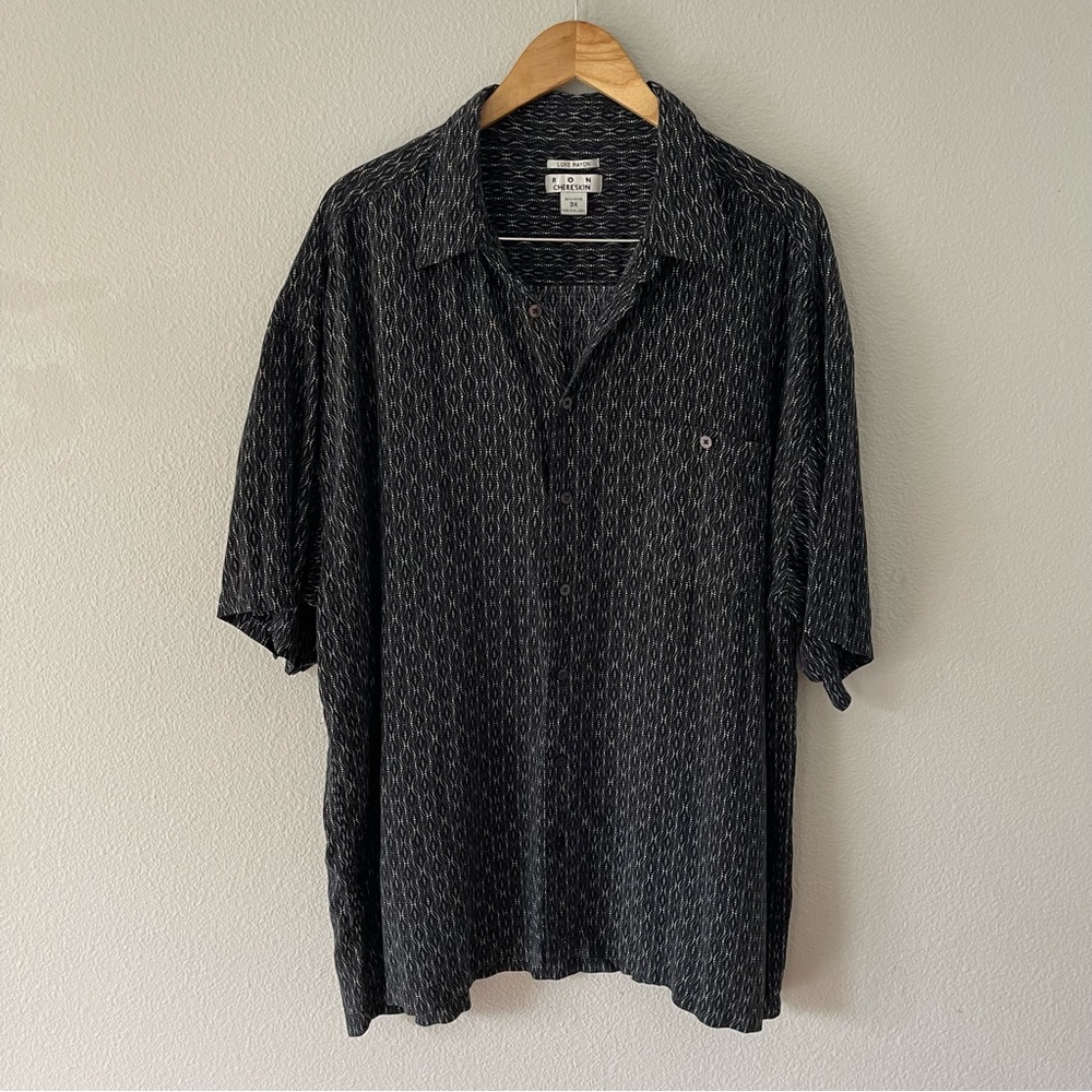 RON Chereskin Mens Luxe Rayon Geometric Button Down Shirt Size 3X